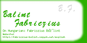 balint fabriczius business card